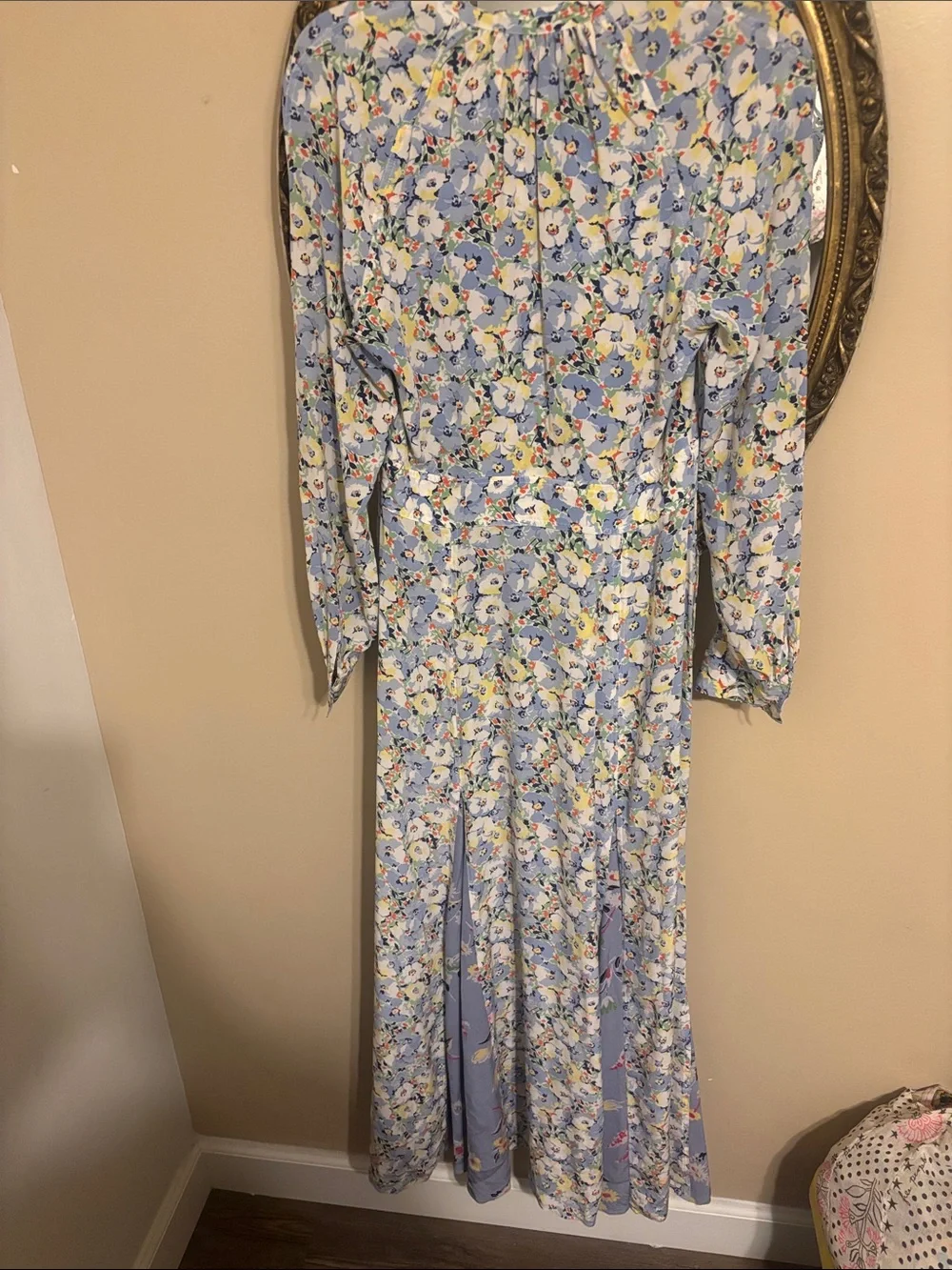 Polo by Ralph Lauren Light Blue Floral Long Sleeve Maxi Dress - Picture 3 of 5